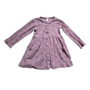 Kate Quinn Girls 5T Organic Cotton Dress Toddler Long Sleeve Purple Henley Sun